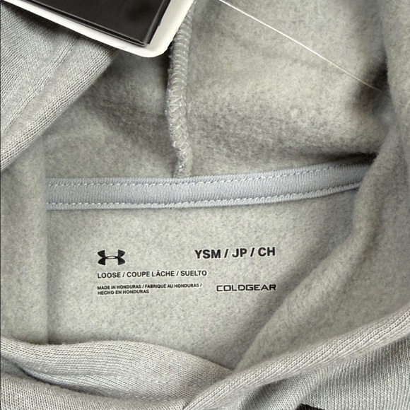 Under Armour Kids Cold-Gear Hoodie in Gray with Black Logo - Picture 2 of 3